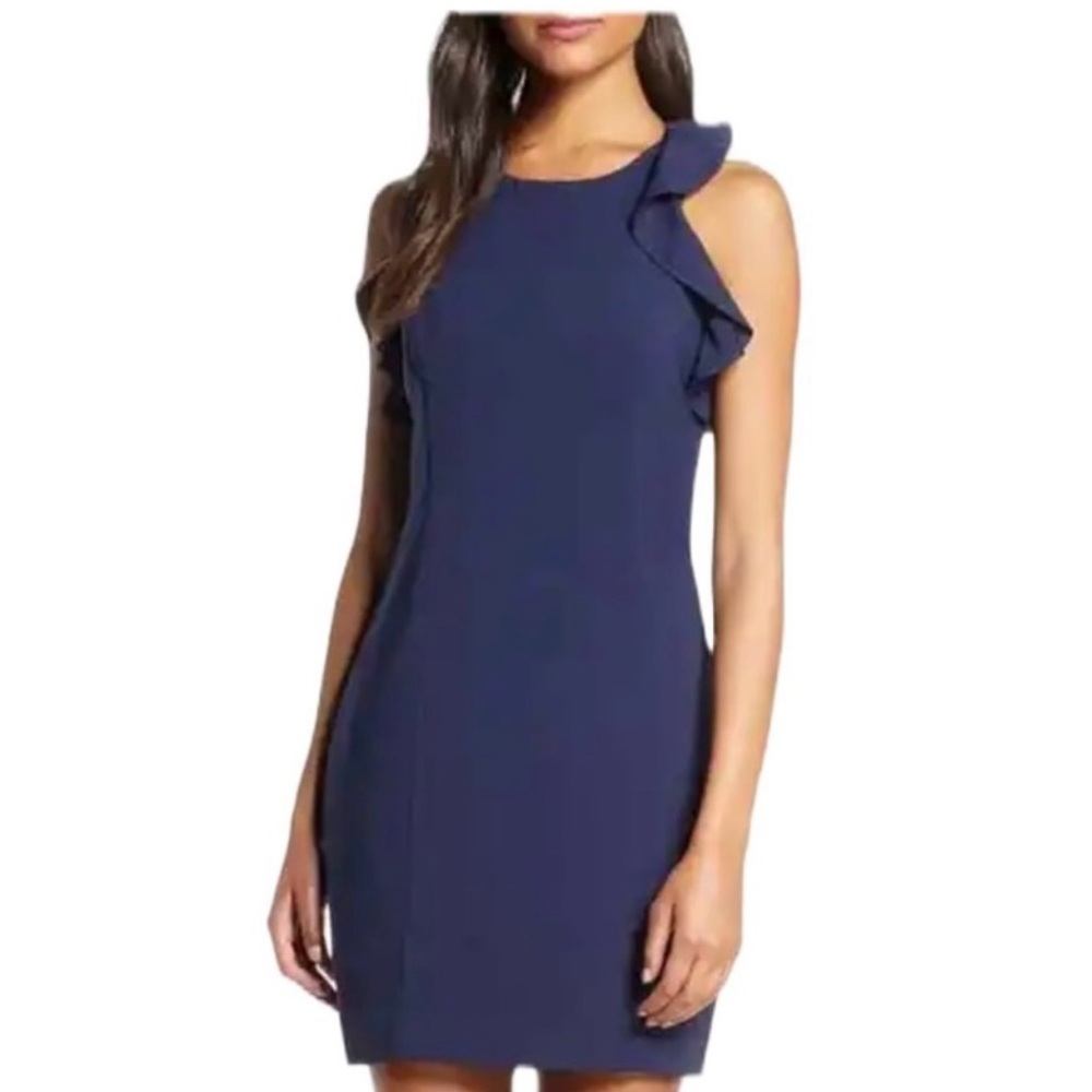 Lilly Pulitzer Women’s Britnee Ruffle Shift Navy Dress in size 10